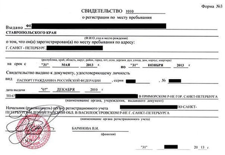 временная регистрация в Будённовске
